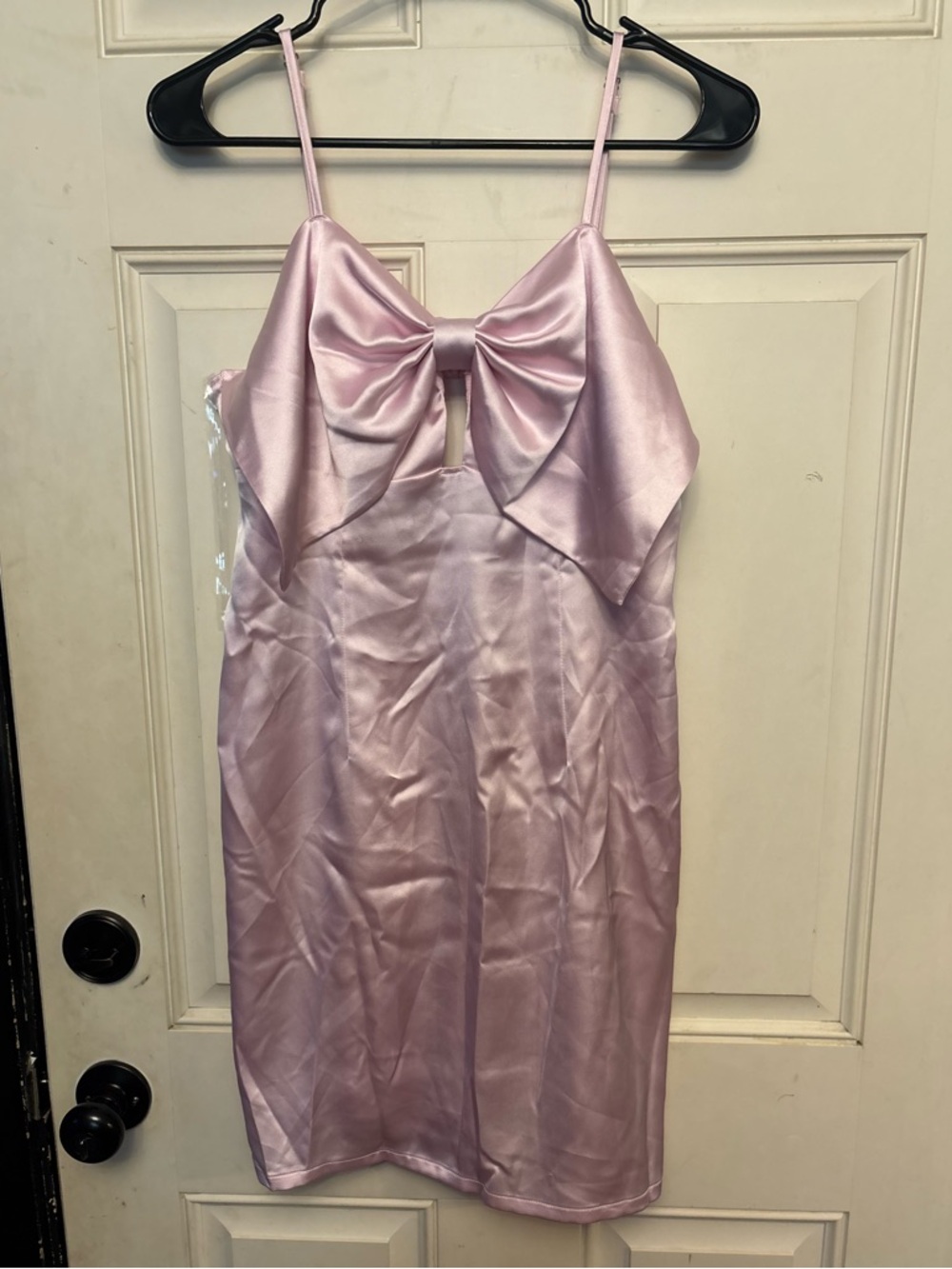 Pink Satin BowFront Dress 🎀